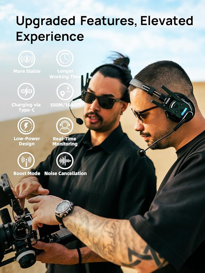 SYNCO XTALK XPRO2 Wireless Intercom Headset System, 2 Person 2.4GHz Wireless