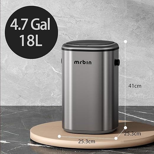 MRBIN Stainless Steel Motion Sensor Tall Bathroom Trash Can