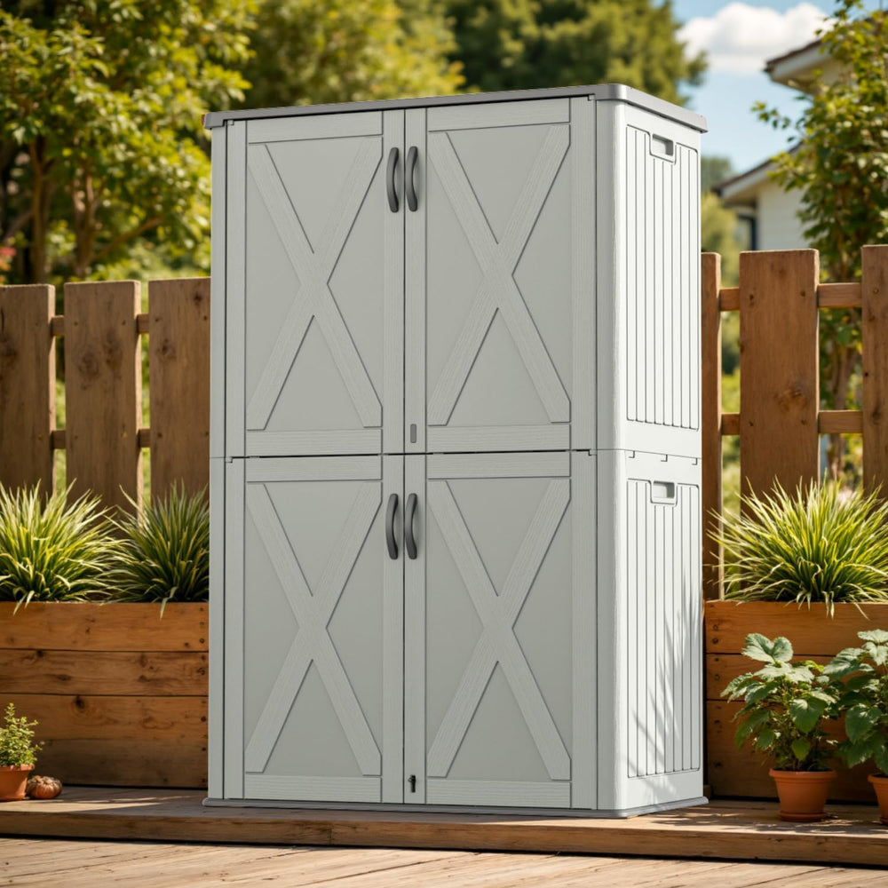 Patiowell 50 Cu.ft Resin Horizontal Outdoor Storage Shed, Plastic Cabinet