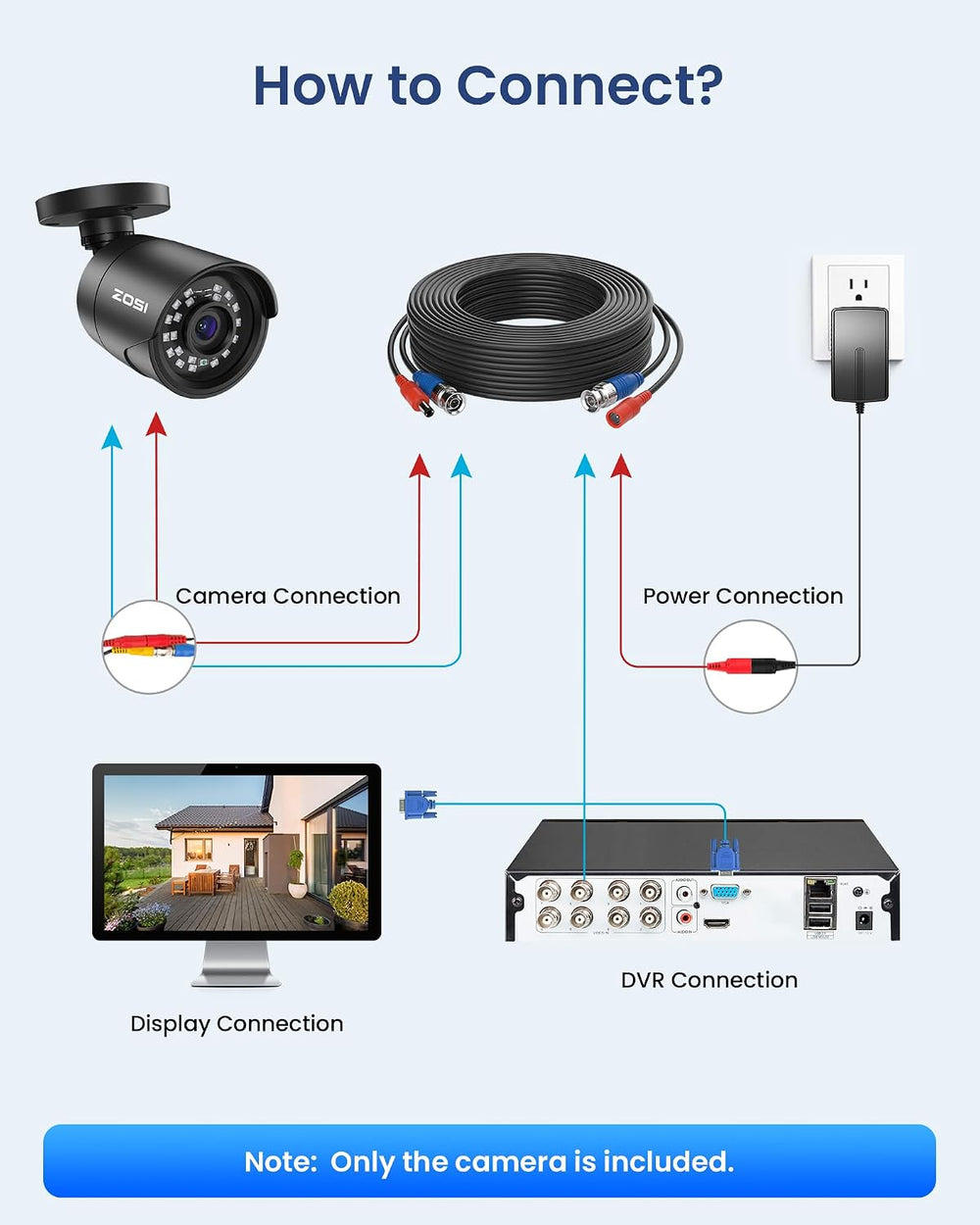 ZOSI 4 x 1080p HD Home Security Camera Outdoor Indoor, 2MP Bullet Camera