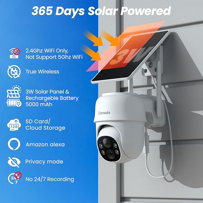 2K Cameras for Home Security-2.4G WiFi Outdoor Camera Wireless Solar/Battery ...