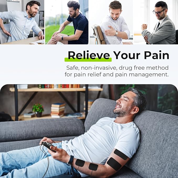 AUVON 3-in-1 TENS Unit Muscle Stimulator, Dual Channel Electronic Pulse Massager