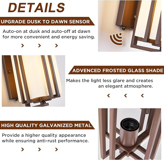 15.35"H Matte Brown Outdoor Wall Light Large Outdoor Wall Lantern Oil Ru...