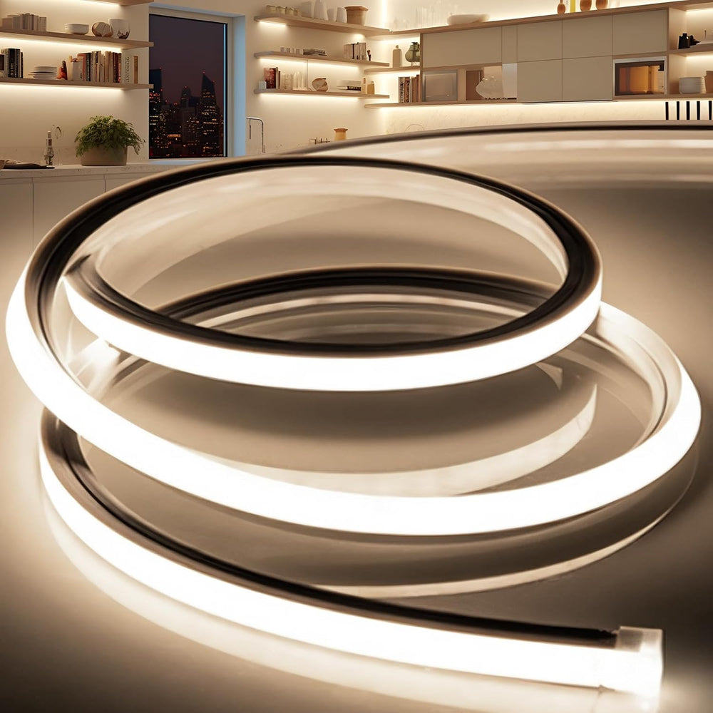 VOEWT LED Strip Lights Neutral White 4000K, 98.4ft 110-120V Neon Rope Lights