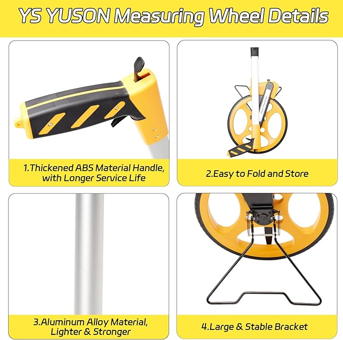 Measuring Wheel With Handle Reset & Brake, Rolling Measuring Wheel in Feet