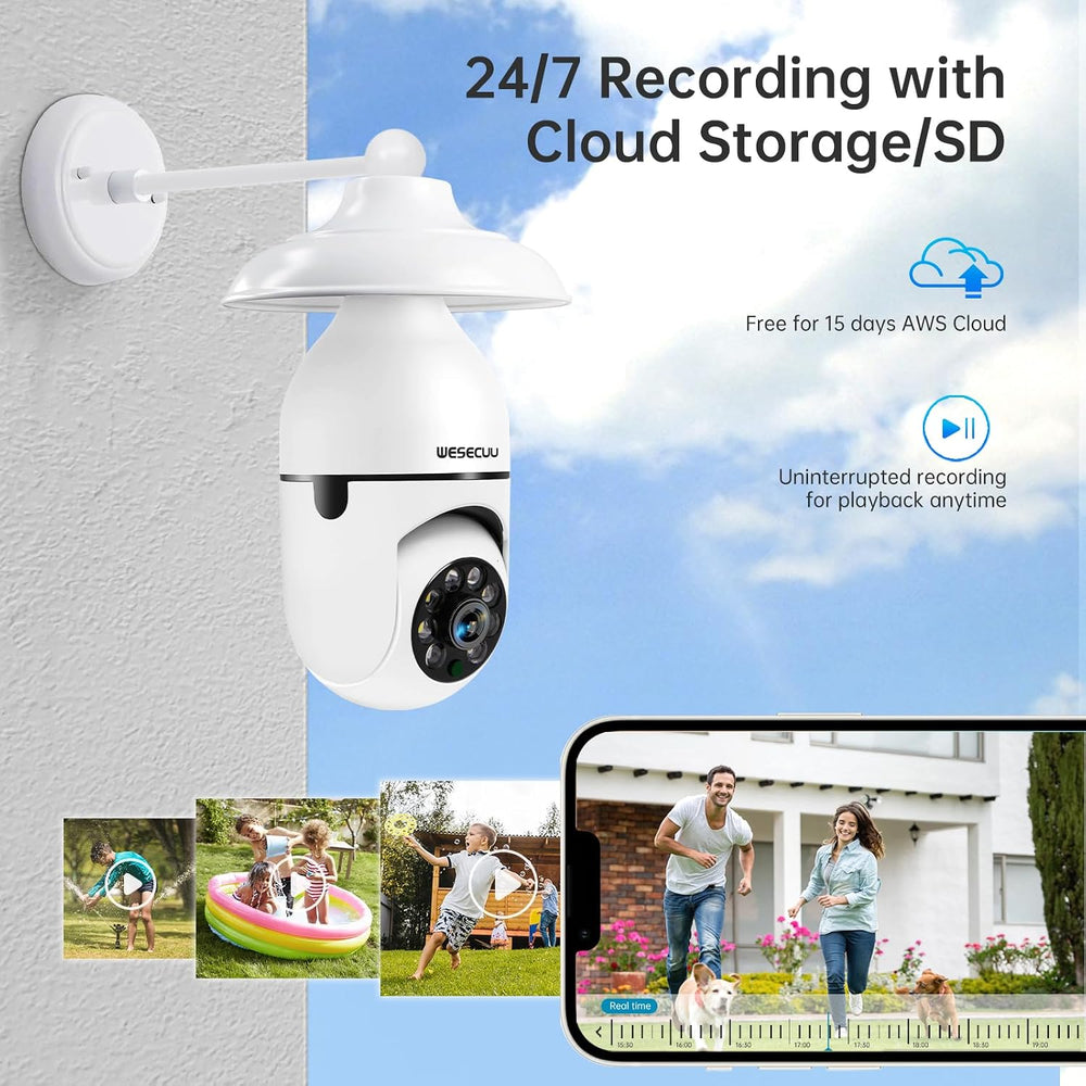 Light Bulb Security Camera -5G& 2.4GHz WiFi 2K Security Cameras Wireless ...