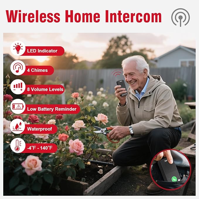 CallToU Caregiver Pager Alert Button Intercoms Wireless