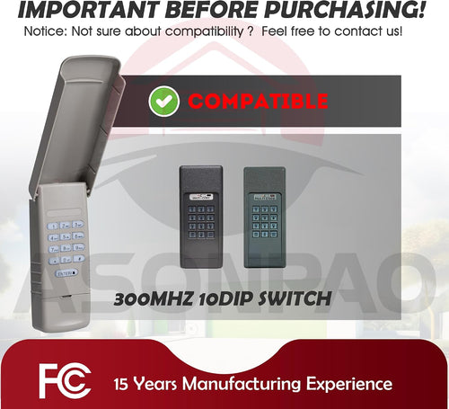 10 Dip Switch MultiCode Gate Opener Keypad 4200/420001 300MHZ