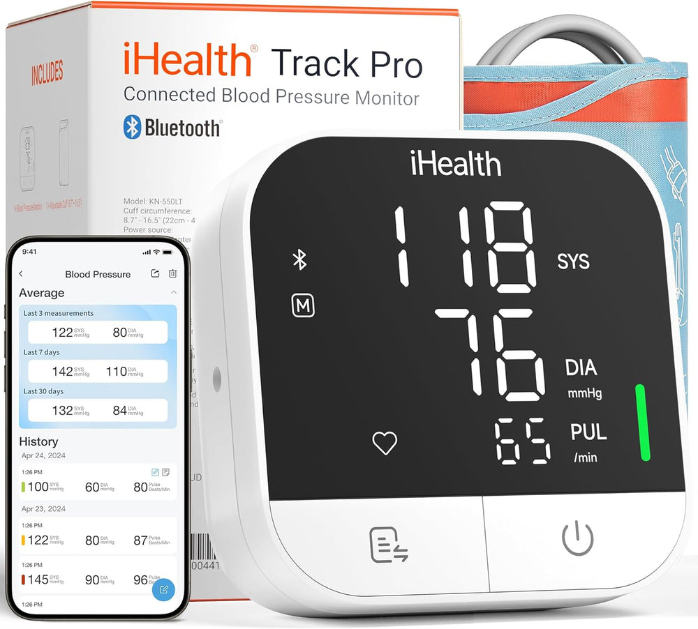 iHealth Track Pro Upper Arm Blood Pressure Monitor, Full-View LED Screen