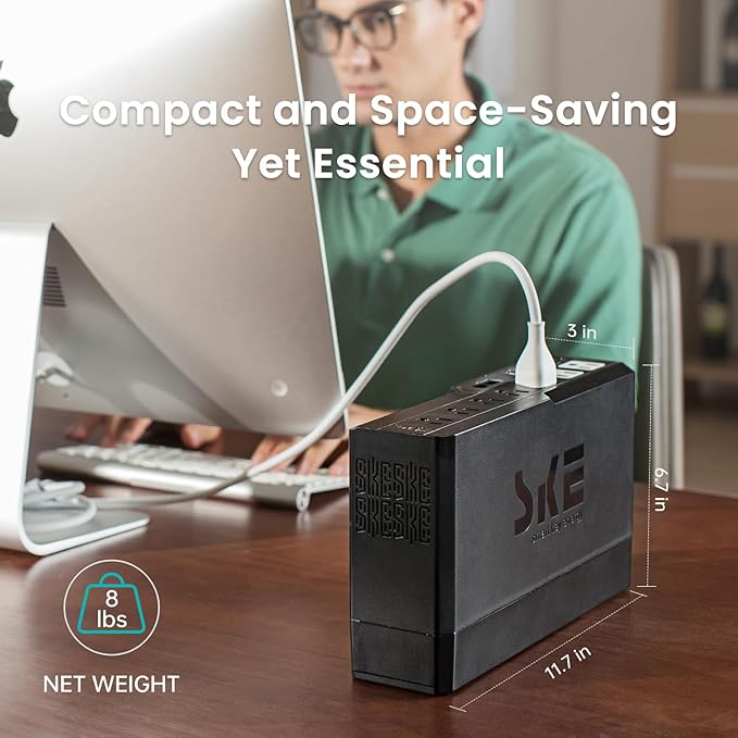 SKE Compact Size 625VA/360W UPS Battery Backup & Surge Protector