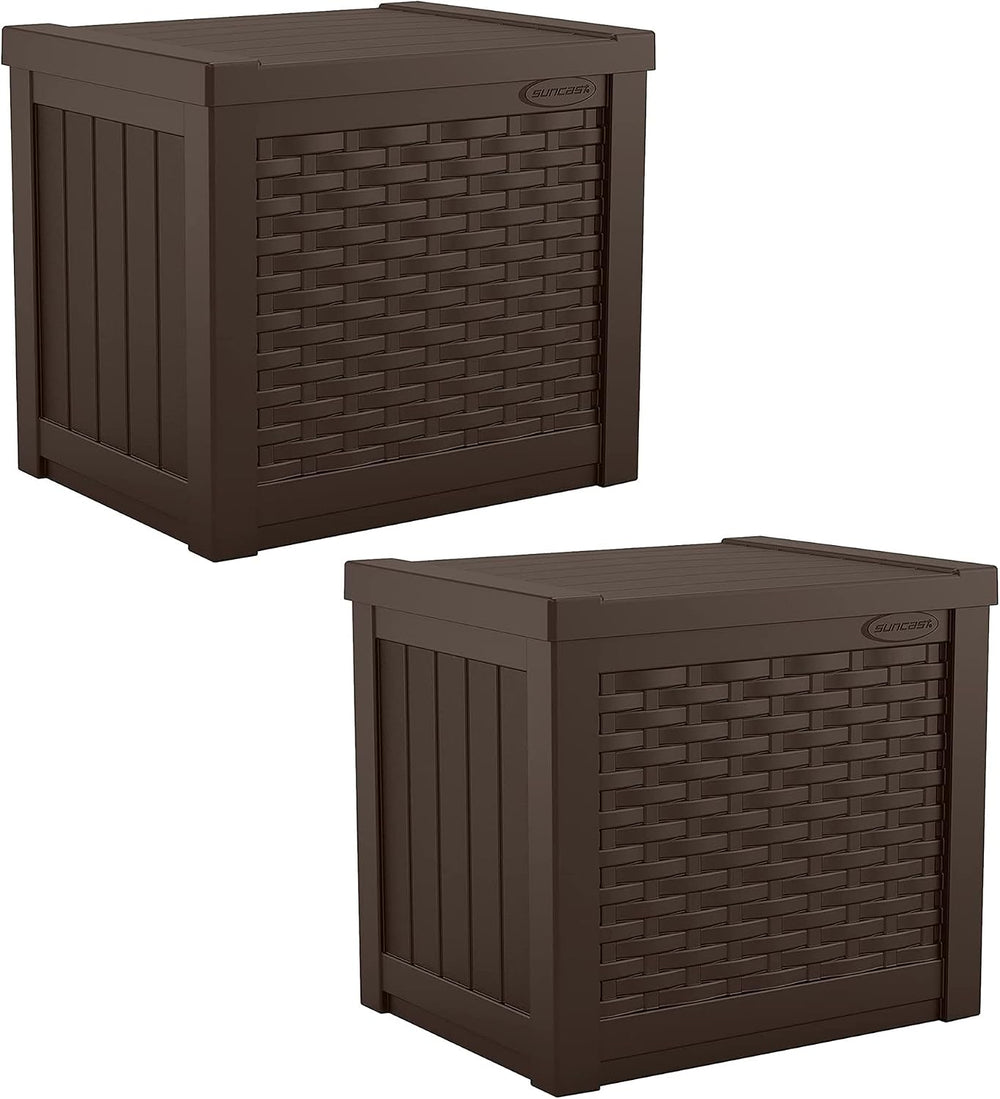 Suncast 2 Pack 22-Gallon Small Deck Box - Lightweight Resin Storage Container...
