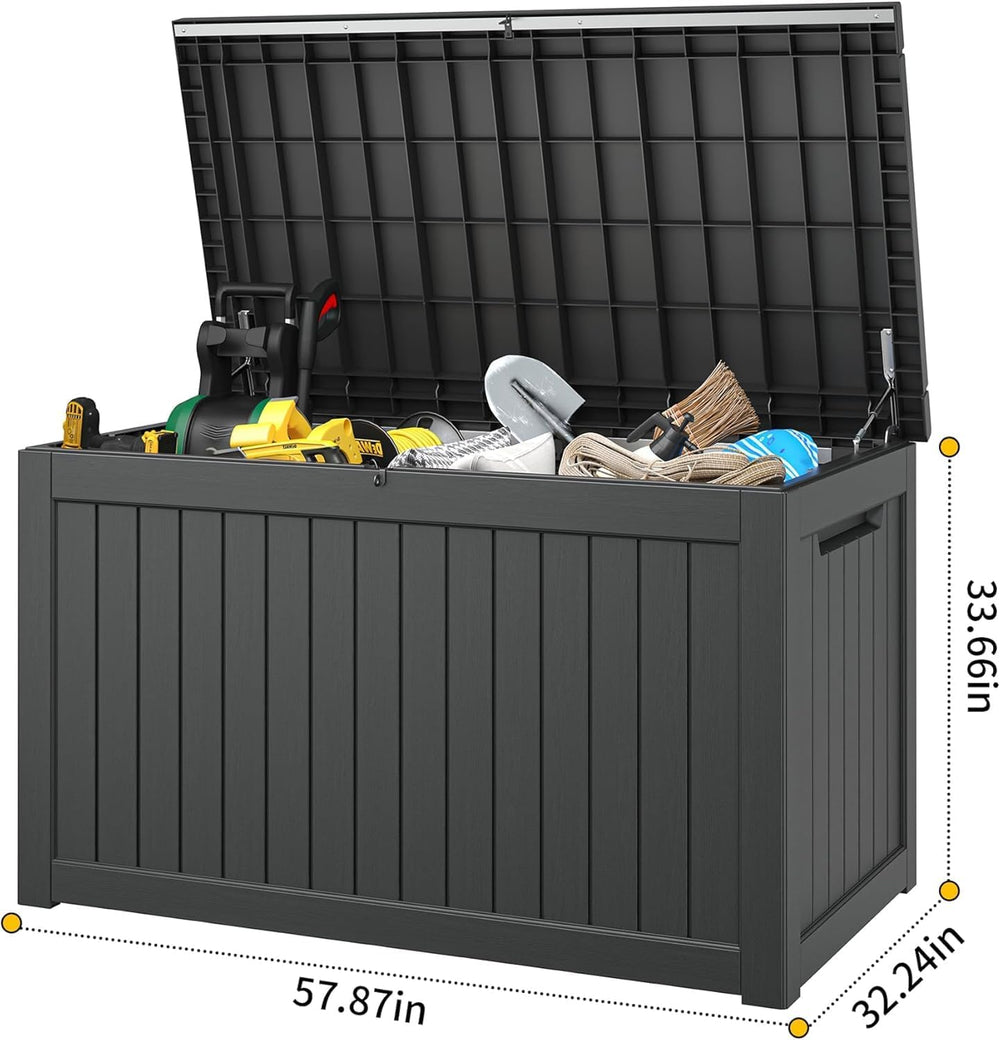 Resin Outdoor Deck Storage Box Waterproof (Black, 270 Gallon)