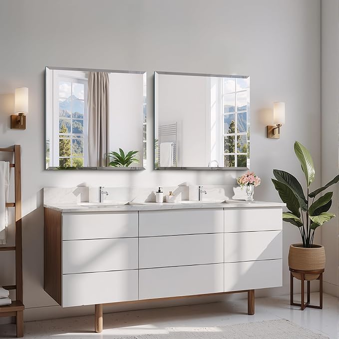 CILIBER Beveled Mirror, 24x24 inch Square Bathroom Mirrors