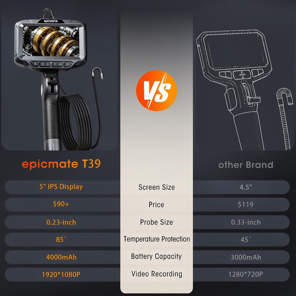Articulating Borescope Camera with Light for Automotive & Engine Inspection