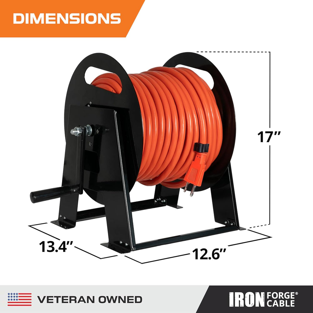 Iron Forge Cable RV Power Cord Reel, Holds 50 Ft - 50 Amp | Heavy Duty RV Cor...