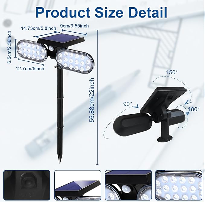 EMANER Motion Solar Lights Outdoor, Solar Floodlight, Stay On or Motion Senso...