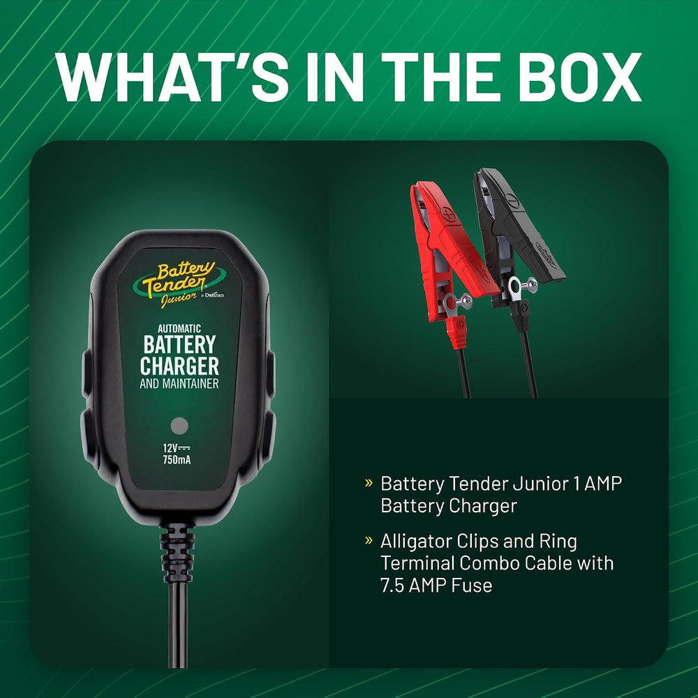 Battery Tender Junior 12V, 800mA Battery Charger and Maintainer for Lead Acid...