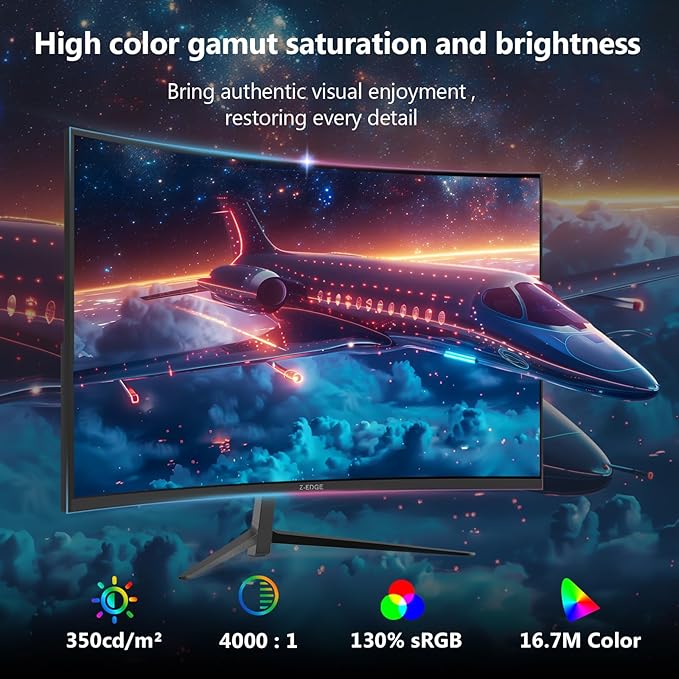 Z-Edge 27 inch Curved Gaming Monitor, FHD 1080P 240Hz 280Hz Curved 1500R