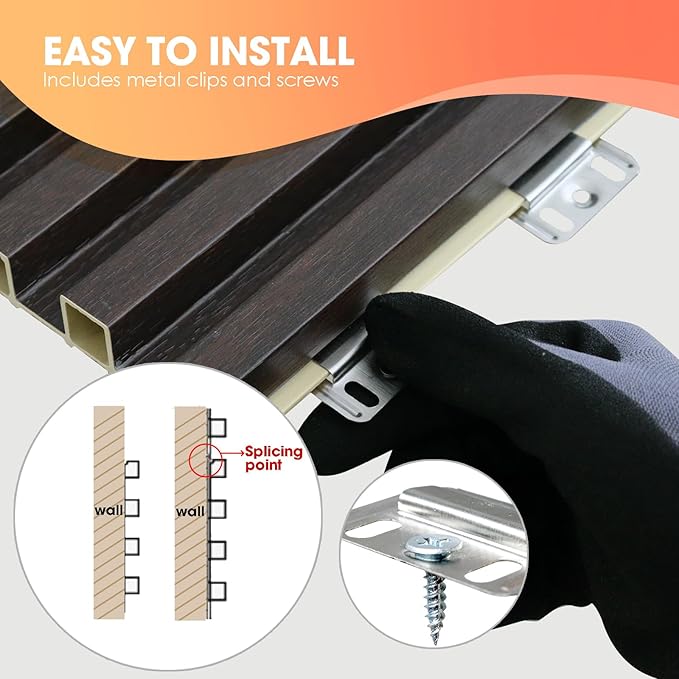OUZUGIE WPC Acoustic Slat Wall Paneling, Living Room, TV Background, Study Ro...