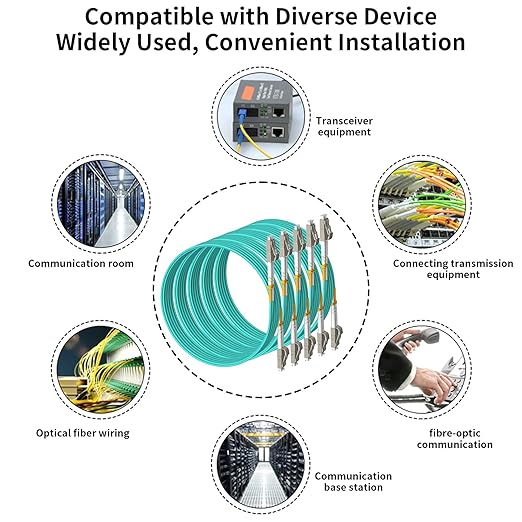 Fibergaga 10Pack-10M OM3 LC to LC Fiber Patch Cable, OD-2.0mm Fiber Optic Cable