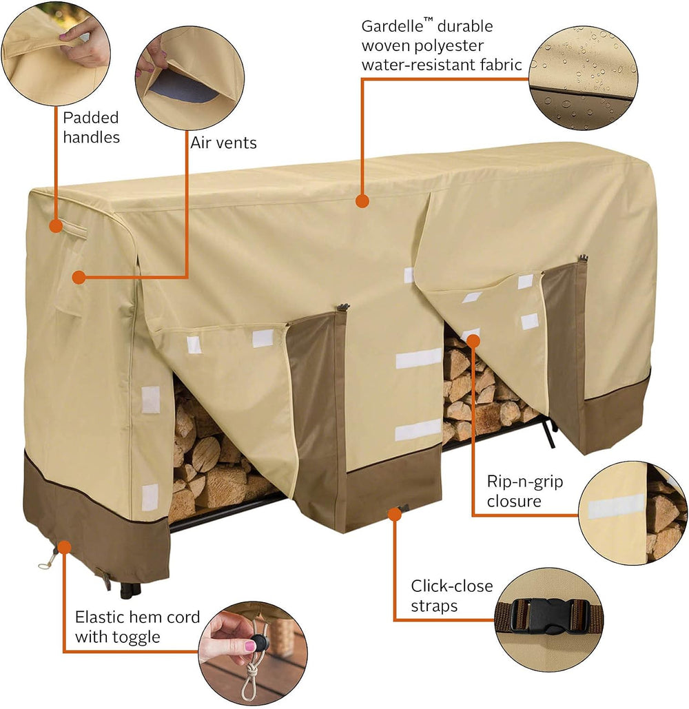 Classic Accessories Veranda Water-Resistant 8 Foot Log Rack Cover, Patio Furn...