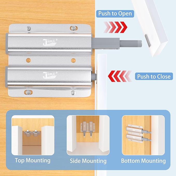 Jiayi Push Catch Metal Heavy Duty 4 Pack Double Push to Open Door Latch Touch