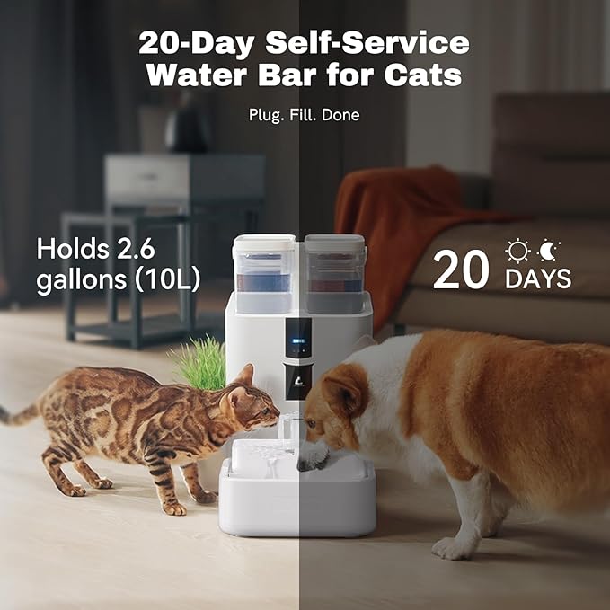 Automatic Cat Water Fountain 10L/338oz Self Filling and Cleaning, Pet Water