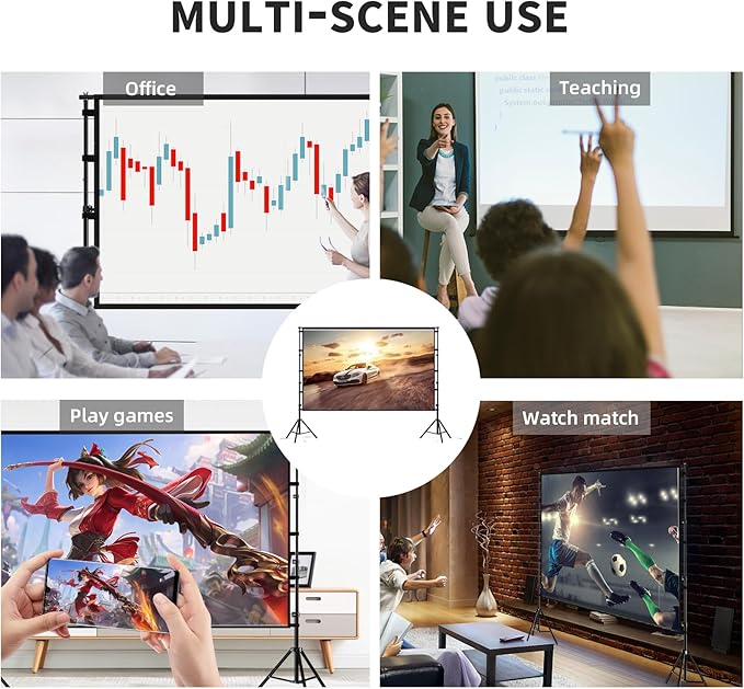 TOWOND Projector Screen and Stand, 100 inch Projection Screen Outdoor Indoor