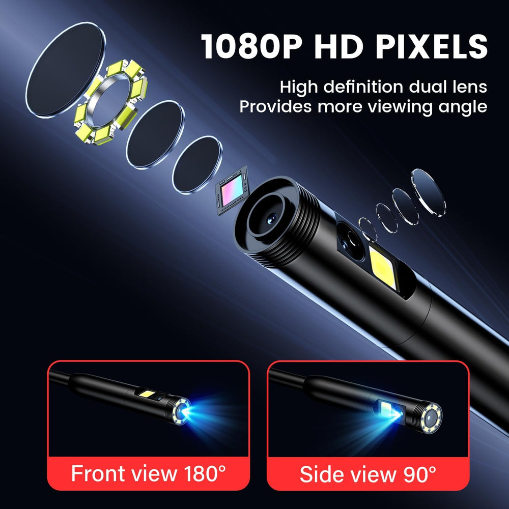 Endoscope Camera with Light: 5" 1080P HD Dual-Lens Inspection Borescope ...