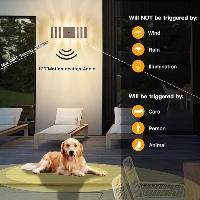 2 Pack Motion Sensor Outdoor Wall Lights