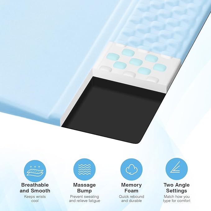 Ospelelf Ergonomic Mouse Pad and Keyboard Stand Wrist Rest Set, Memory Foam