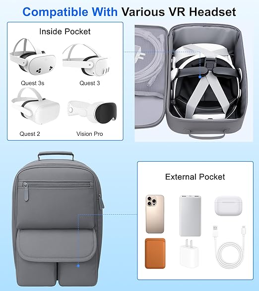 YRXVW Large Carrying Case for Meta Quest 3S/3/2, Compatible