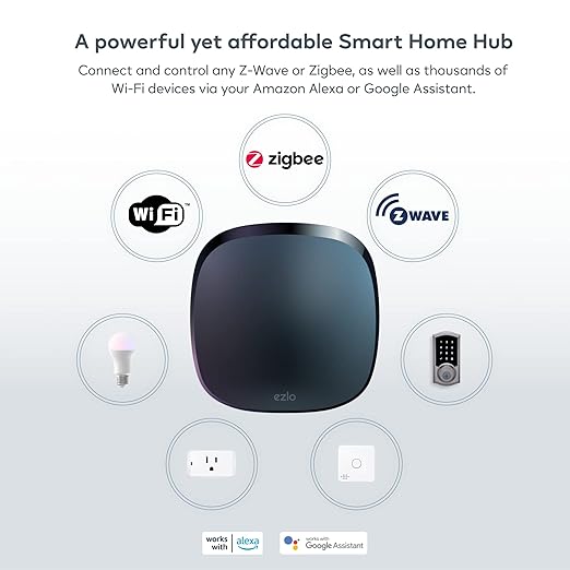 Ezlo Plus Smart Home Hub with Zigbee & Z-Wave. Works with Wi-Fi Devices