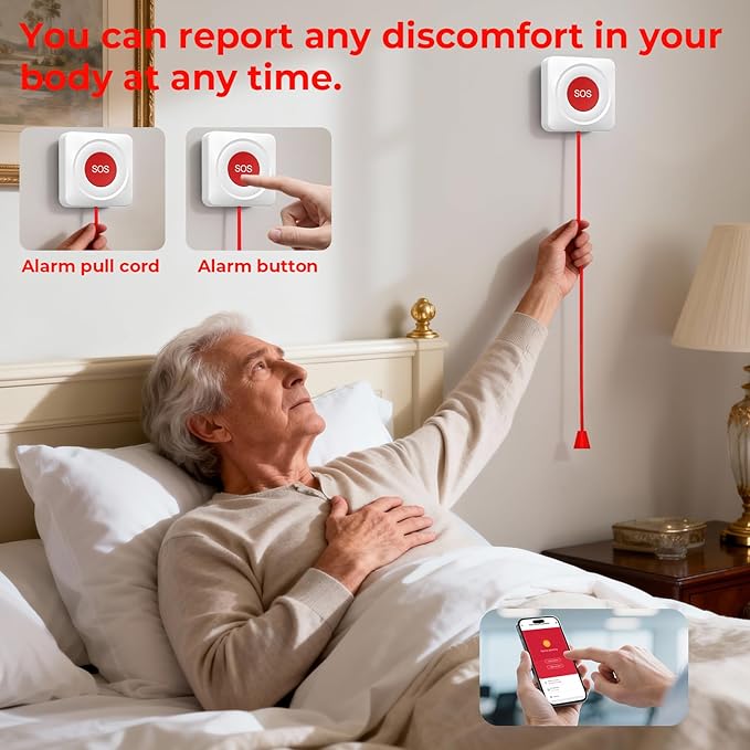 Hapippofa Caregiver Pager Elderly Alert Call Button Life Alert Systems