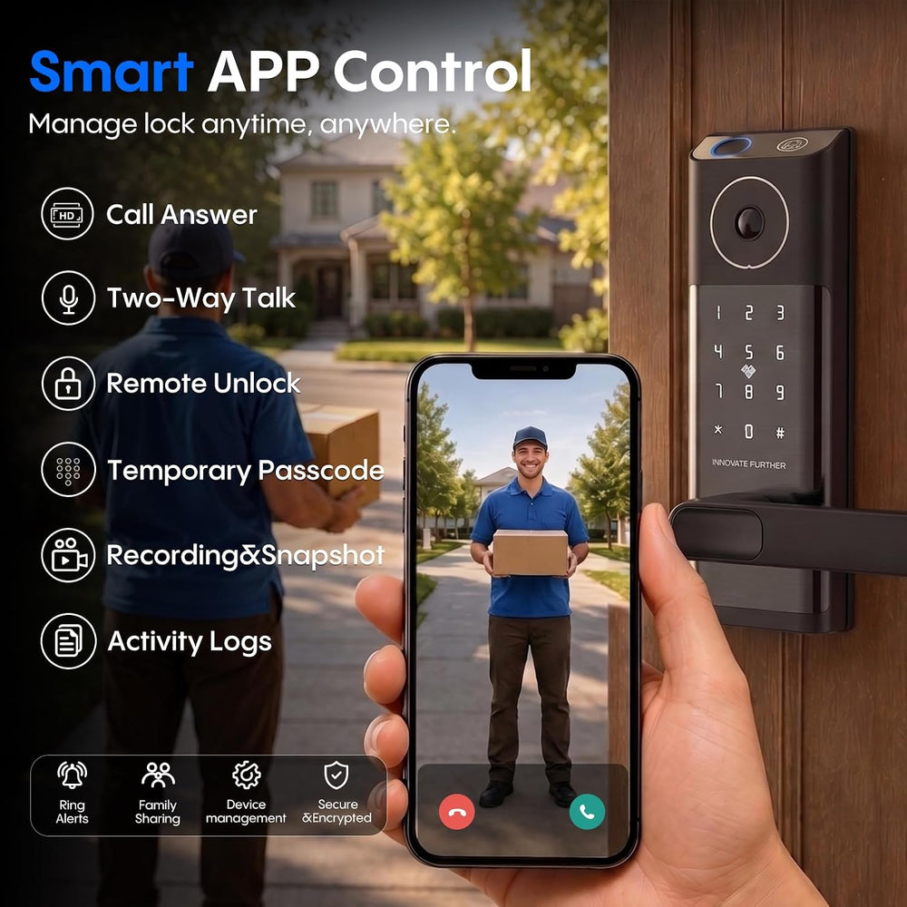 Smart Door Lock with Video Doorbell & Fingerprint,Security Front Door Locks