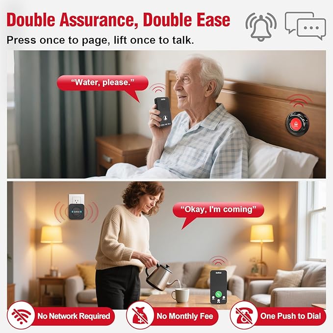 CallToU Caregiver Pager Alert Button Intercoms Wireless