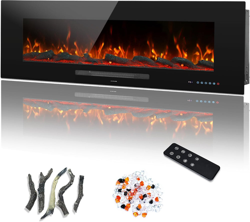 50" Electric Fireplace, Recessed & Wall Mounted Fireplace Heater 13 ...