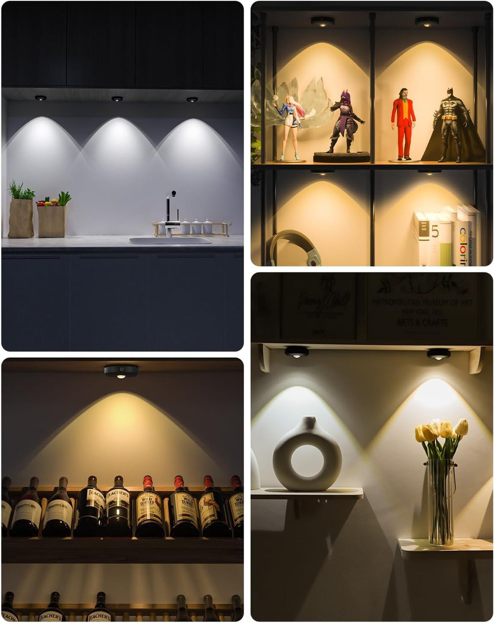 WILLED Puck Lights with Remote Control, Rechargeable Under Cabinet Lights, 12...