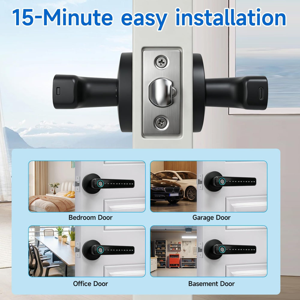 Fingerprint Door Lock with Keypad, 5-in-1 Smart Door Knob