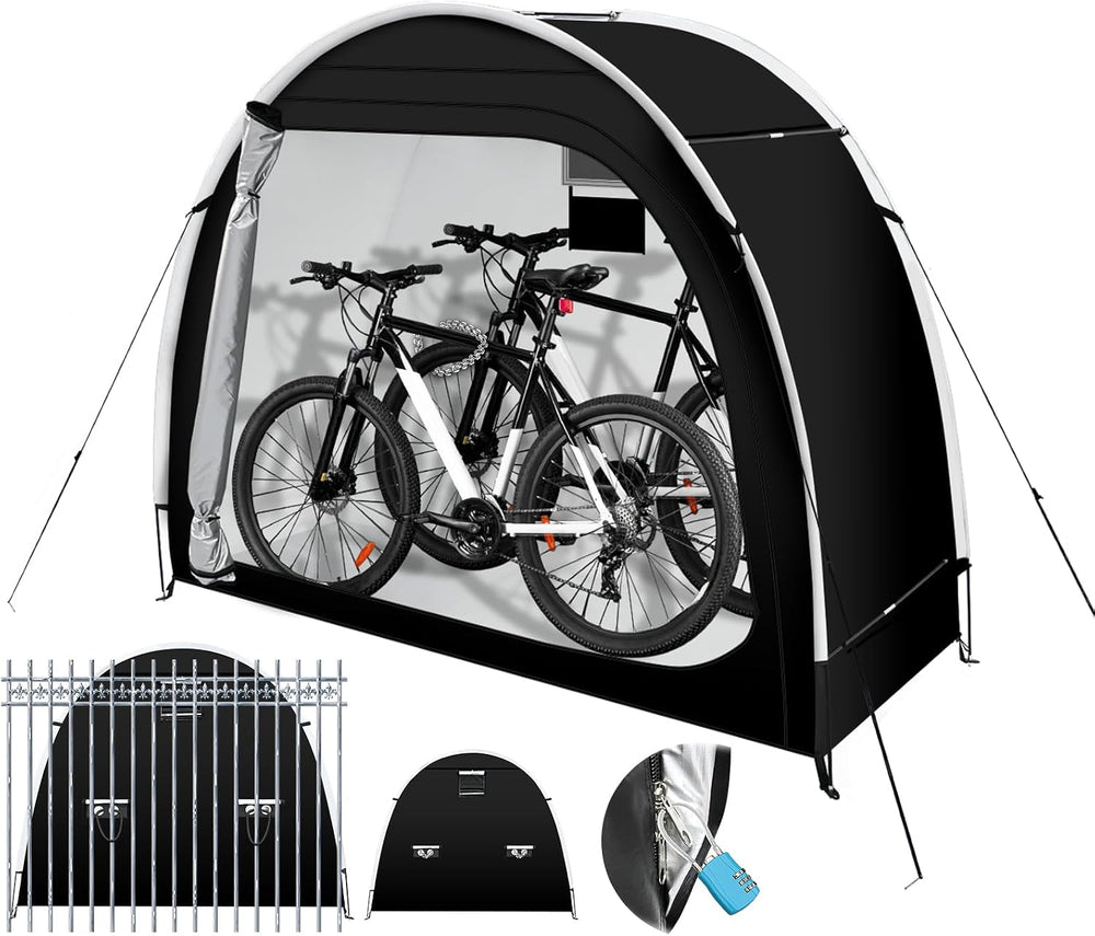 Anti-Theft Bike Storage Tent, PU5000 Waterproof Shed for 2 Bikes