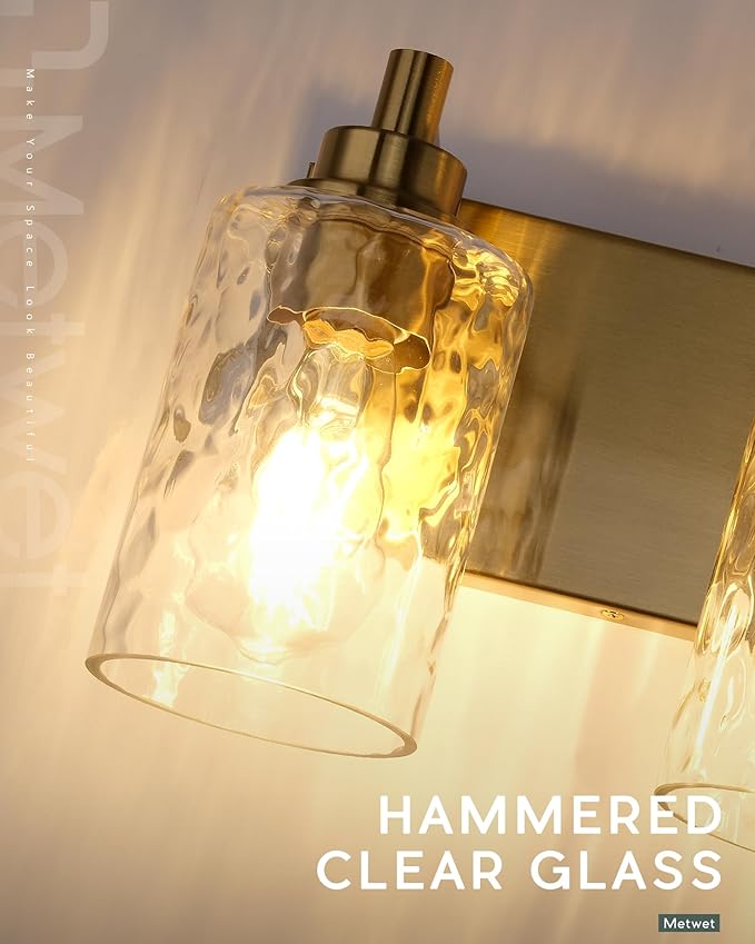 METWET 4-Light Bathroom Light Fixtures, 24.5 Inch Brushed Gold Vanity Lights