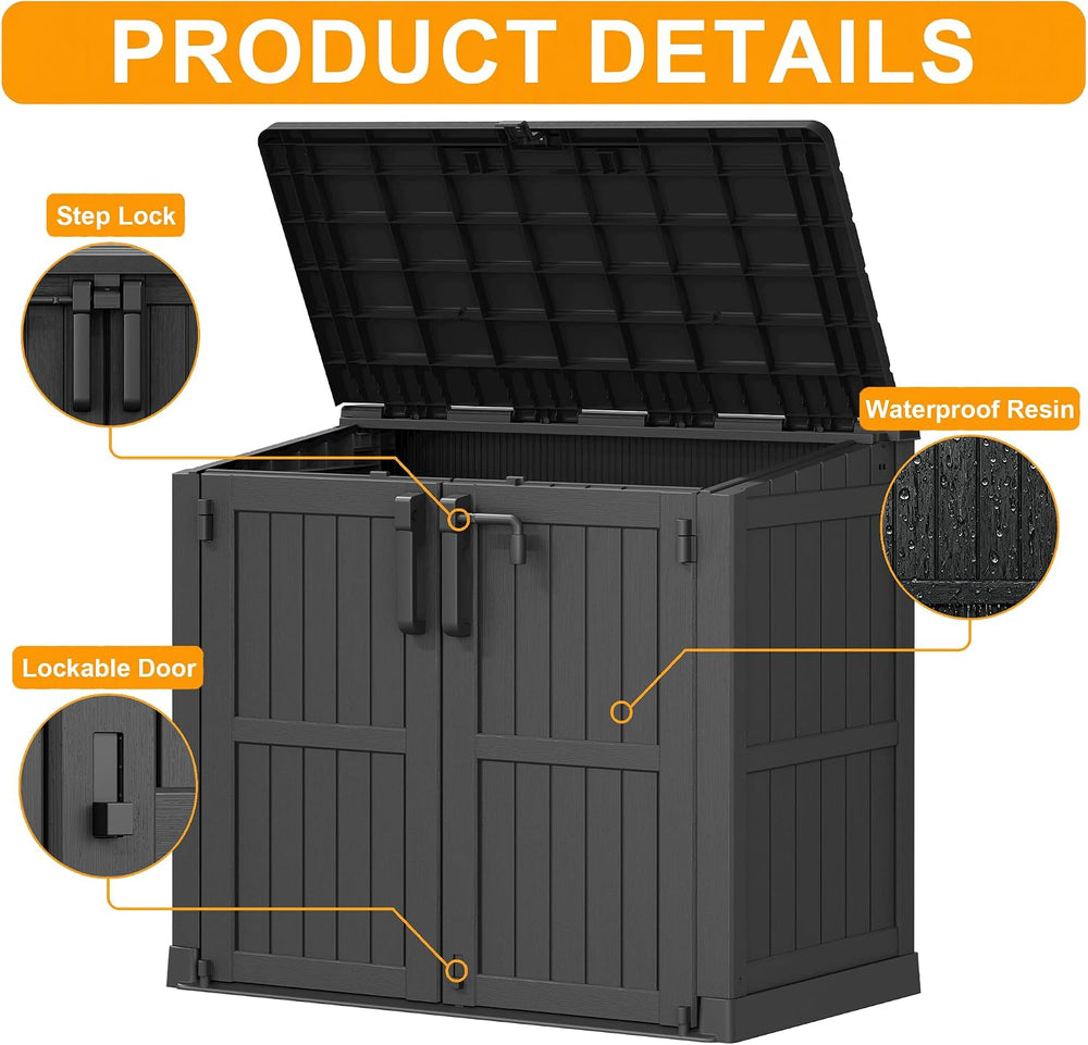 Outdoor Storage Box & Cabinet 36 Cu Ft, Patio Storage Box, Black