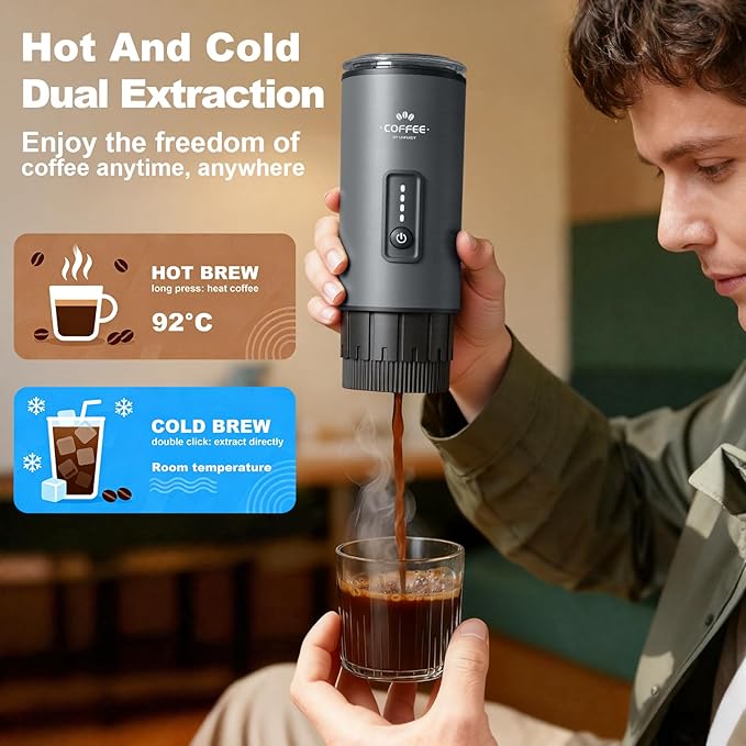 Portable Coffee Maker, 3 in 1 Electric Espresso Machine Set, Rechargeable