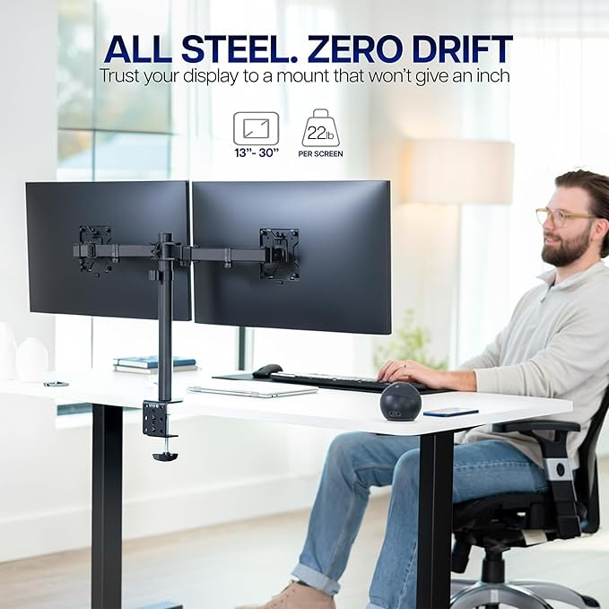 VIVO Dual Monitor Desk Mount, Holds 2 Computer Screens up to 30 inches and