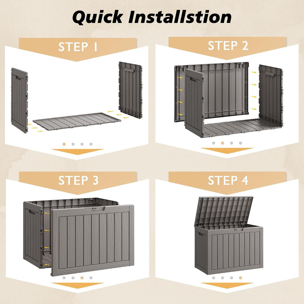Fancyango 45 Gallon Outdoor Storage Deck Box Waterproof, Grey