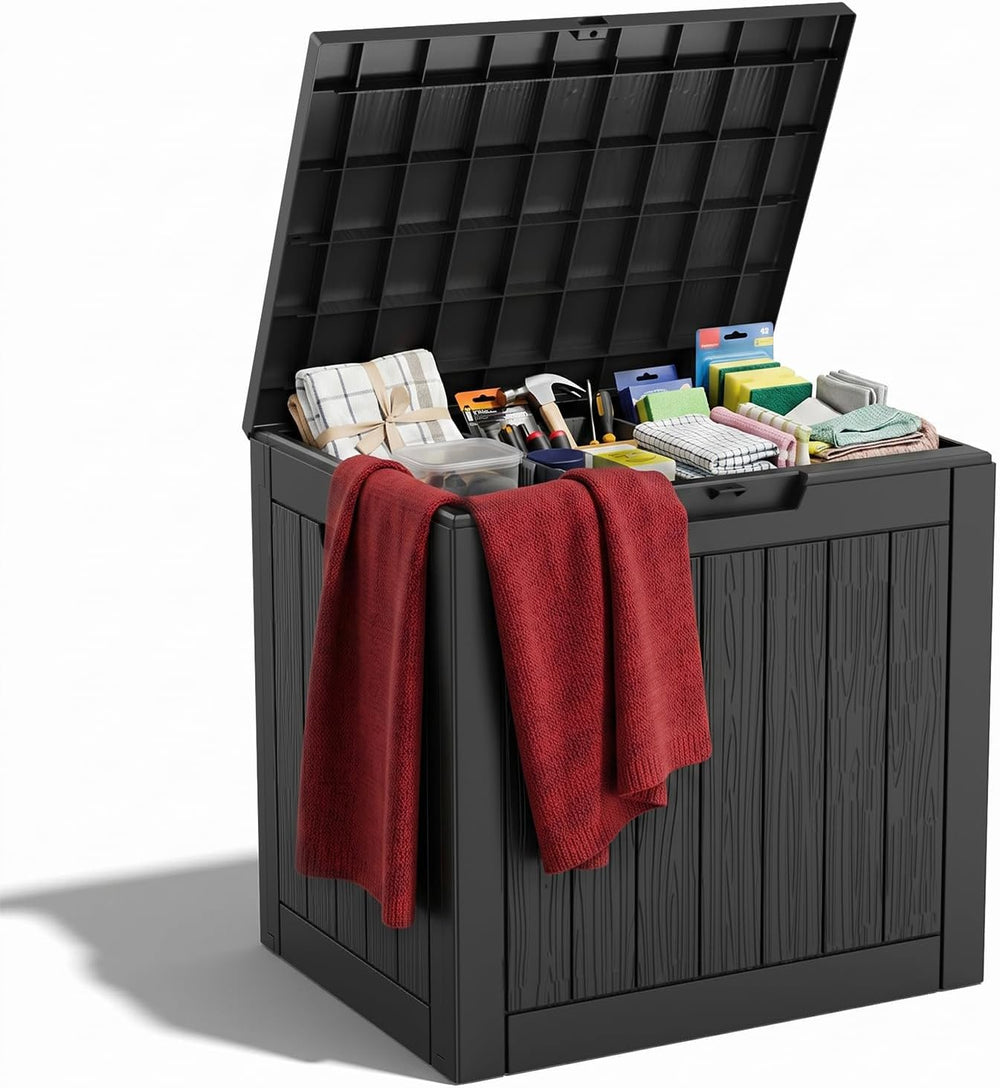 ROJIK 40 Gallon Resin Deck Box, Lockable Waterproof Weatherproof Outdoor Stor...