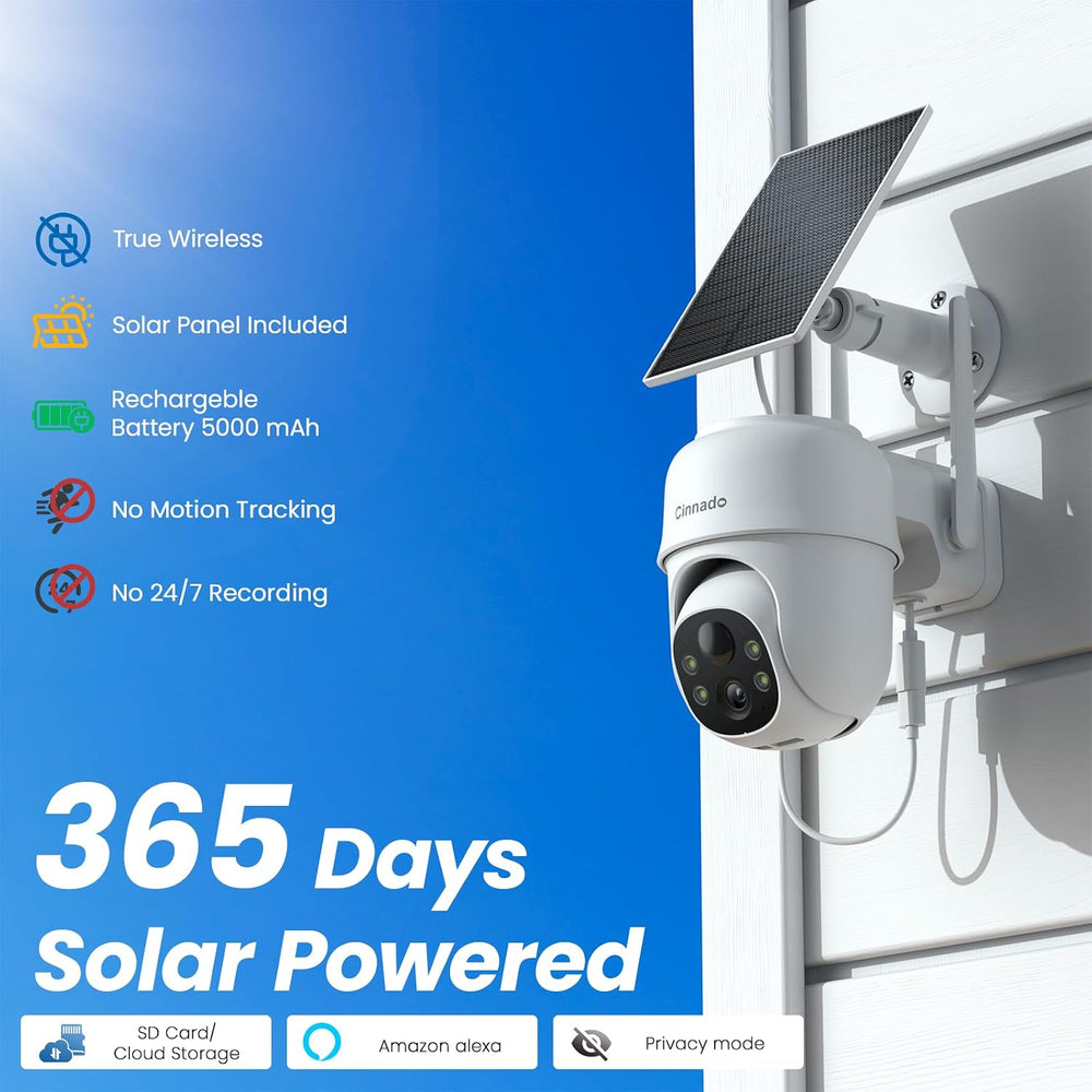 Cinnado 2K Outdoor Cameras for Home Security Solar Powered White B6 4 Pack