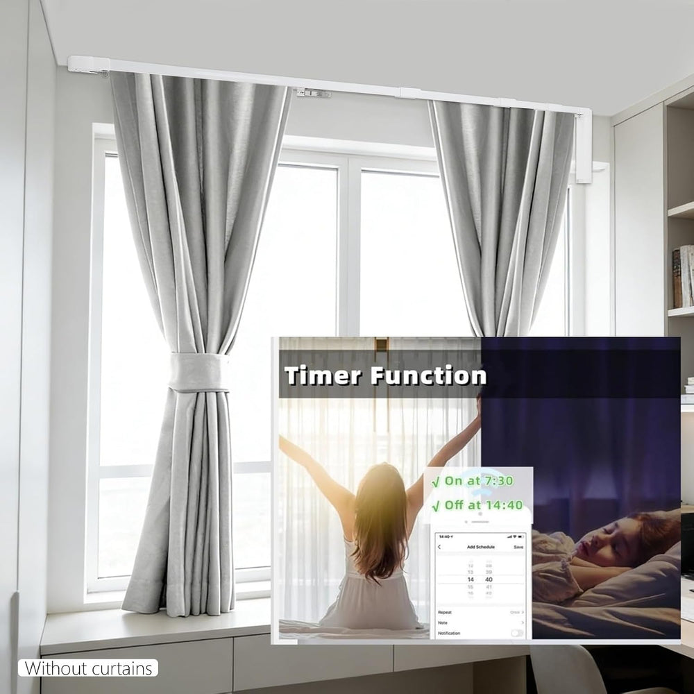 Lemoeyes Electric Curtain Track, Retractable Motorized Curtains Rod From 7-20ft