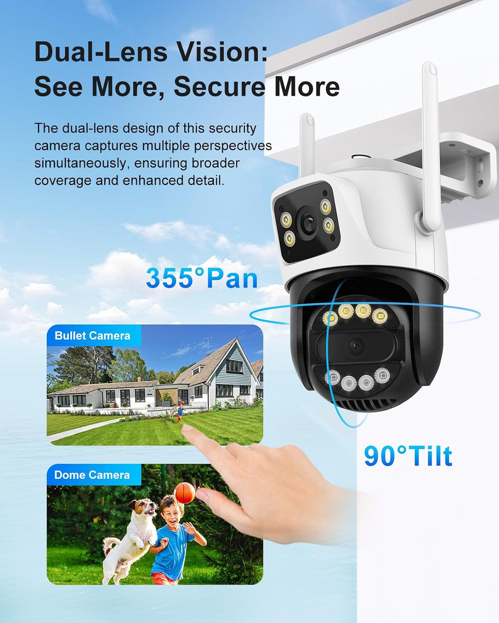 6MP Dual Lens 2.4GHz WiFi Security Camera Outdoor PTZ