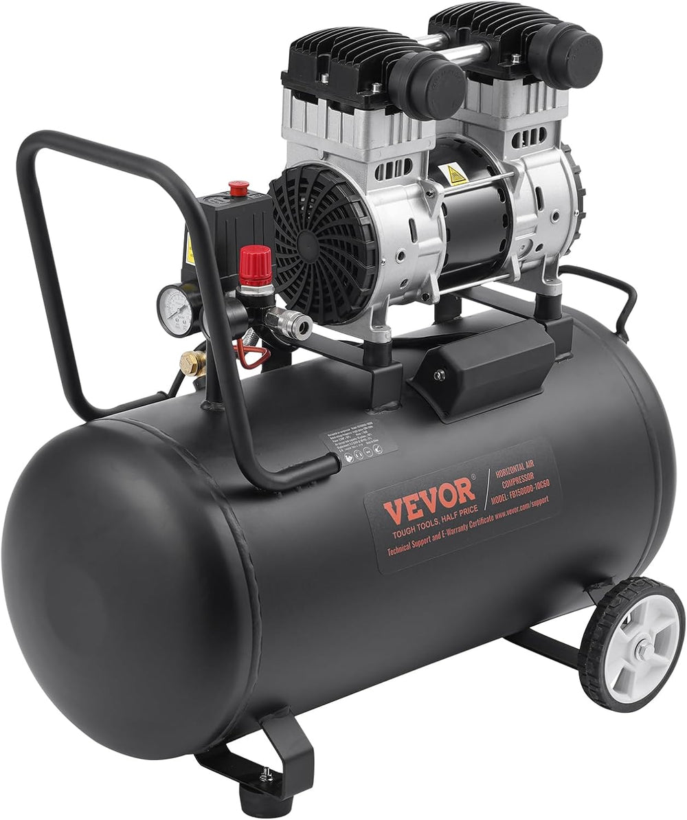 VEVOR Air Compressor, 15 Gallon Steel Tank, 2HP 5.3 CFM@90 PSI Oil Free Air C...